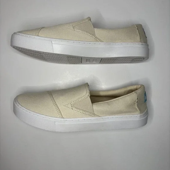 TOMS‎ Slip On Casual Shoes Womens Size 8.5 Canvas Beige Comfort Sneakers Neutral - Picture 5 of 9